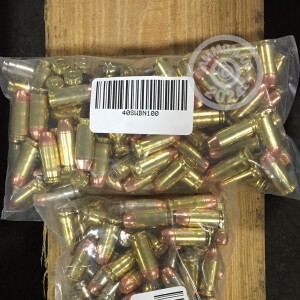 A photograph detailing the .40 Smith & Wesson ammo with Unknown bullets made by Mixed.
