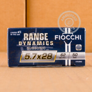 Image of 5.7X28MM FIOCCHI SUBSONIC 62 GRAIN FMJ (500 ROUNDS)