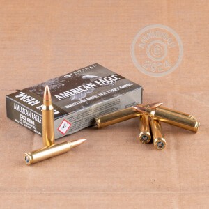 A photograph of 500 rounds of 55 grain 223 Remington ammo with a FMJ-BT bullet for sale.