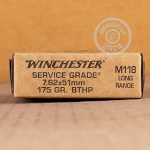 Image of the 7.62X51 WINCHESTER SERVICE GRADE 175 GRAIN HPBT MATCHKING M118LR (20 ROUNDS) available at AmmoMan.com.
