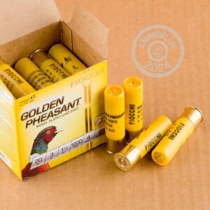 Image of the 20 GAUGE FIOCCHI GOLDEN PHEASANT 3" #4 SHOT (25 SHELLS) available at AmmoMan.com.