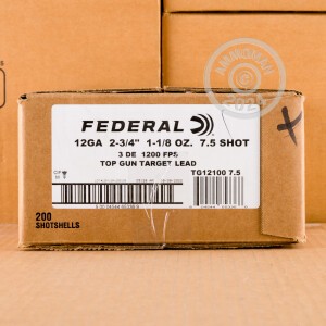 Photo detailing the 12 GAUGE FEDERAL TOP GUN 2-3/4" #7.5 SHOT (25 SHELLS) for sale at AmmoMan.com.