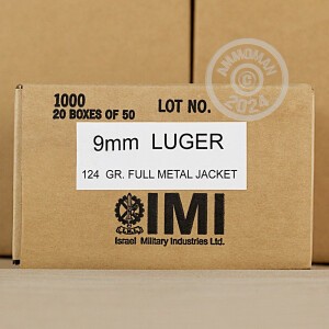 Photo of 9mm Luger FMJ ammo by Israeli Military Industries for sale at AmmoMan.com.
