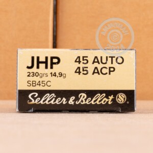 Photograph showing detail of 45 ACP SELLIER & BELLOT 230 GRAIN JHP (1000 ROUNDS)