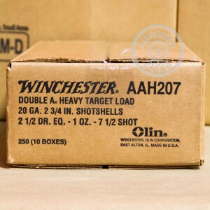 Image of the 20 GAUGE WINCHESTER AA HEAVY TARGET 2-3/4" 1 OZ. #7.5 SHOT (25 ROUNDS) available at AmmoMan.com.