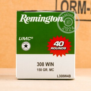 Image of the 308 WIN REMINGTON UMC 150 GRAIN MC (400 ROUNDS) available at AmmoMan.com.
