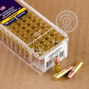  rounds of .22 Long Rifle ammo with segmented hollow point bullets made by CCI.