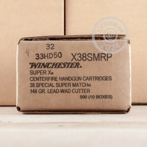 Photograph showing detail of 38 SPECIAL WINCHESTER SUPER-X 148 GRAIN WADCUTTER (500 ROUNDS)