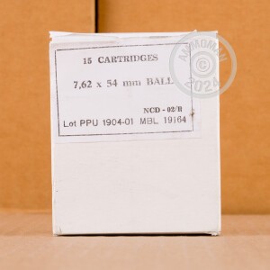 Image of bulk 7.62 x 54R rifle ammunition at AmmoMan.com that's perfect for training at the range.