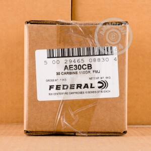 Photo detailing the 30 CARBINE FEDERAL AMERICAN EAGLE 110 GRAIN FMJ (50 ROUNDS) for sale at AmmoMan.com.