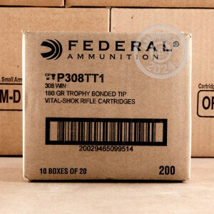 Photo detailing the 308 WIN FEDERAL VITAL-SHOK 180 GRAIN TROPHY BONDED TIP (20 ROUNDS) for sale at AmmoMan.com.