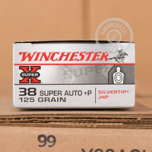Photograph showing detail of 38 SUPER +P WINCHESTER 125 GRAIN SILVERTIP JHP (50 ROUNDS)