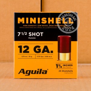 Image of the 12 GAUGE AGUILA MINISHELL 1-3/4" 5/8 OZ. #7.5 SHOT (250 ROUNDS) available at AmmoMan.com.