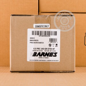 An image of 6.5 PRC ammo made by Barnes at AmmoMan.com.