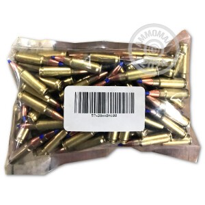 A photograph of 100 rounds of Not Applicable 5.7 x 28 ammo with a Unknown bullet for sale.