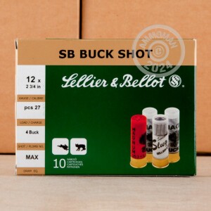 Photograph showing detail of 12 GAUGE SELLIER & BELLOT 2-3/4" #4 BUCK (10 SHELLS)
