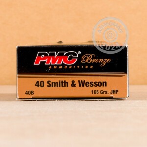 Photograph showing detail of 40 S&W PMC 165 GRAIN JHP (1000 Rounds)