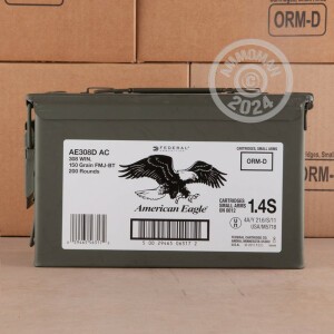Image of 308 WIN FEDERAL AMERICAN EAGLE AMMO CAN 150 GRAIN FMJ-BT (200 ROUNDS)