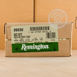 Photograph showing detail of 12 GAUGE 2 3/4" REMINGTON GUN CLUB #7.5 LEAD SHOT 1 1/8 OZ (250 ROUNDS)