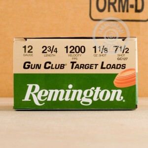 Image of the 12 GAUGE 2 3/4" REMINGTON GUN CLUB #7.5 LEAD SHOT 1 1/8 OZ (250 ROUNDS) available at AmmoMan.com.