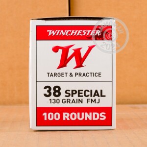 Photo detailing the 38 SPECIAL WINCHESTER USA 130 GRAIN FULL METAL JACKET (500 ROUNDS) for sale at AmmoMan.com.
