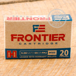 Image of 5.56x45mm ammo by Hornady that's ideal for training at the range.