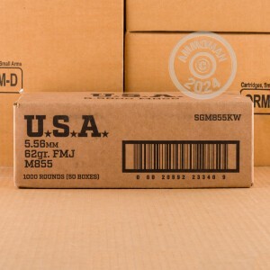 Photo detailing the 5.56X45 WINCHESTER USA 62 GRAIN FMJ M855 (1000 ROUNDS) for sale at AmmoMan.com.