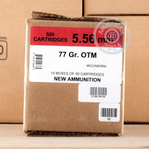 Photo detailing the 5.56X45 BLACK HILLS 77 GRAIN OTM (500 ROUNDS) for sale at AmmoMan.com.
