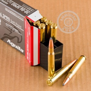 A photo of a box of Aguila ammo in 30.06 Springfield.