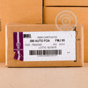 Image of 380 AUTO FIOCCHI 95 GRAIN FMJ (1000 ROUNDS)