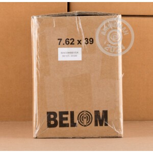 Image of bulk 7.62 x 39 ammo by Belom that's ideal for training at the range.