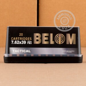 Image of bulk 7.62 x 39 ammo by Belom that's ideal for training at the range.