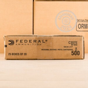 Photograph showing detail of 357 MAGNUM FEDERAL 158 GRAIN JHP (500 ROUNDS)