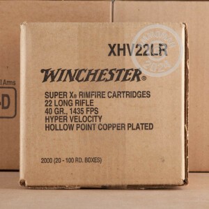 Photograph showing detail of 22 LR WINCHESTER SUPER-X 40 GRAIN COPPER PLATED HP (100 ROUNDS)