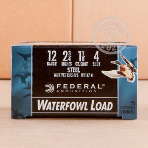 Photograph showing detail of 12 GAUGE FEDERAL SPEED-SHOK WAFERFOWL 2-3/4 1-1/8 OZ #4 STEEL SHOT (25 ROUNDS)