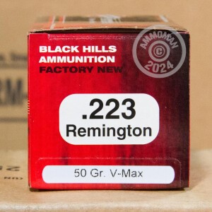 Photograph showing detail of 223 REMINGTON BLACK HILLS 50 GRAIN V-MAX POLYMER TIP (50 ROUNDS)