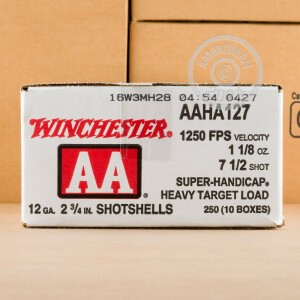 Photo detailing the 12 GAUGE 2 3/4" WINCHESTER AA SUPER-HANDICAP #7-1/2 (250 ROUNDS) for sale at AmmoMan.com.