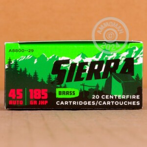 Image of .45 Automatic ammo by Sierra Bullets that's ideal for home protection.