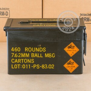 Photograph showing detail of 7.62x51 PMC AMMO CAN 146 GRAIN FMJ (460 ROUNDS)
