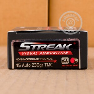 Image of .45 Automatic ammo by Streak that's ideal for shooting indoors, training at the range.