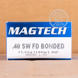 Image of the 40 S&W MAGTECH BONDED 180 GRAIN JHP (50 ROUNDS) available at AmmoMan.com.