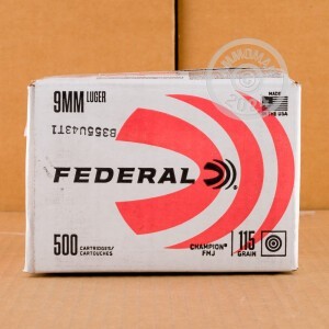 Image of the 9MM FEDERAL CHAMPION 115 GRAIN FMJ (500 ROUNDS) available at AmmoMan.com.