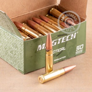 A photograph detailing the 300 AAC Blackout ammo with Open Tip Match bullets made by Magtech.
