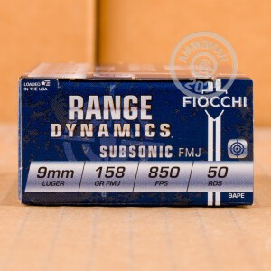 Image of the 9MM FIOCCHI SUBSONIC 158 GRAIN FMJ (1000 ROUNDS) available at AmmoMan.com.