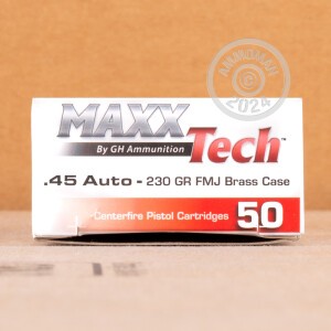 Image of .45 Automatic ammo by MaxxTech that's ideal for training at the range.