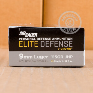 A photo of a box of SIG ammo in 9mm Luger.