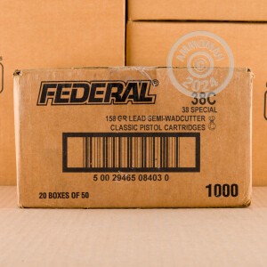 Photo detailing the 38 SPECIAL FEDERAL WADCUTTER 158 GRAIN SWC (50 ROUNDS) for sale at AmmoMan.com.