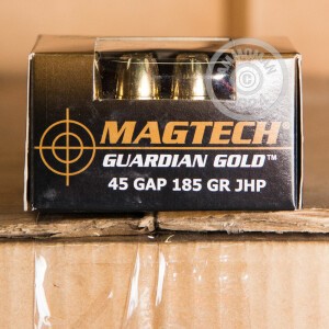 Photo detailing the .45 GAP MAGTECH GUARDIAN GOLD 185 GRAIN JHP (20 ROUNDS) for sale at AmmoMan.com.