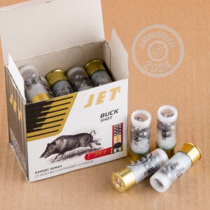 Picture of 2-3/4" 12 Gauge ammo made by JET in-stock now at AmmoMan.com.