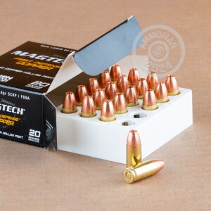 Photo of 9mm Luger JHP ammo by Magtech for sale at AmmoMan.com.